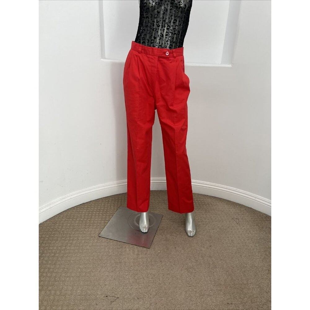 Bernard Zins  Women Straight Leg Pleat Front Pants Red Cotton Size 10